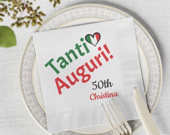 Personalized Italian Party Napkins: Tanti Auguri Celebration