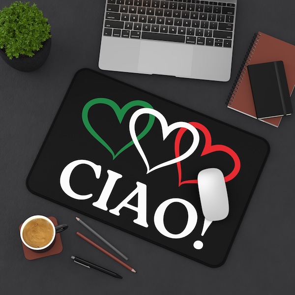Tappetino da scrivania Ciao Italy: cuori con bandiera italiana, decorazione per casa e ufficio