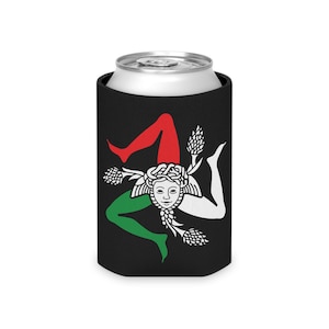 Sicilian Can Cooler, Sicily Trinacria Cosie, Italian kozie sleeves,  Italian Flag Coolies, Italy Cozie, Sicilian Gift, Sicily Drink Holder