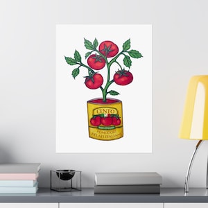 Italian Kitchen Print decor Gift for Italian Cento Food Art, Italian Themed Wall hanging Tomato Can Art Print, Italian Culinary Gift