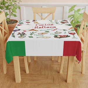 Italienische Sonntagabendessen Tischdecke, personalisierte Familie italienische Lebensmittelkarte Tischdecke, italienische Familienparty Dekor, Kindertisch