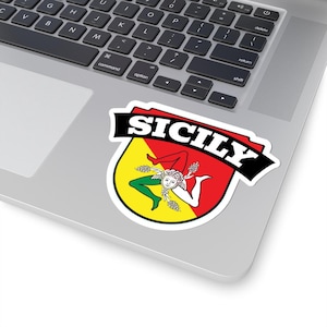 Sicily Emblem Patch Sticker, Sicilia Trinacria Italian Souvenir, Sicilian Laptop Decal, Sicilia Wall Art, Gift for Sicilians