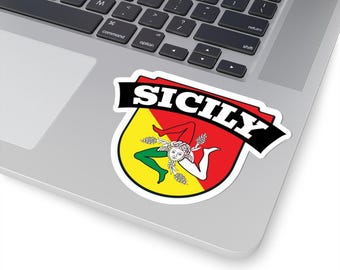 Sicily Trinacria Emblem Sticker, Sicilian Medusa Souvenir Decal Italian Pride Laptop Decor