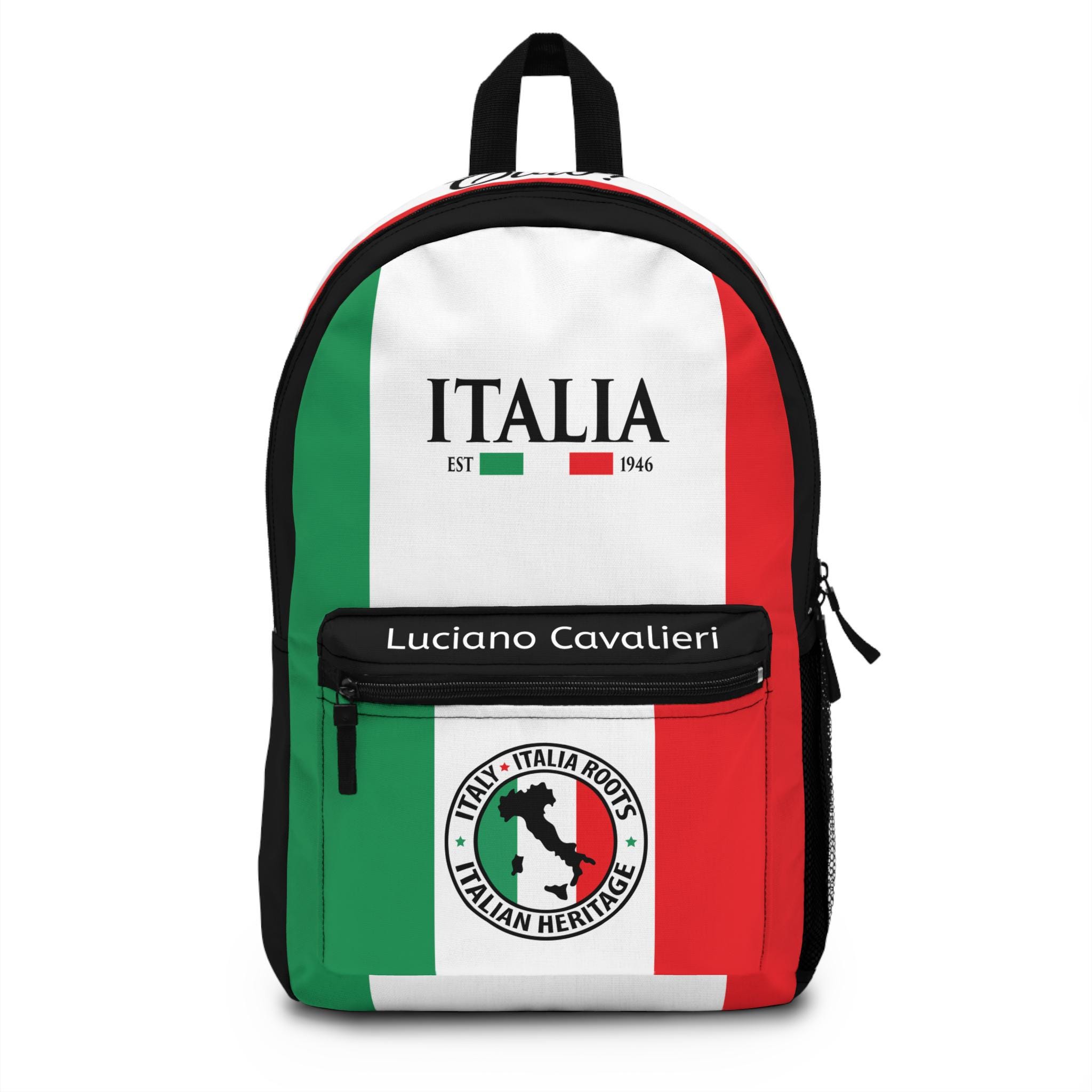 Personalized Italian Flag Backpack: Custom Name Back to 
