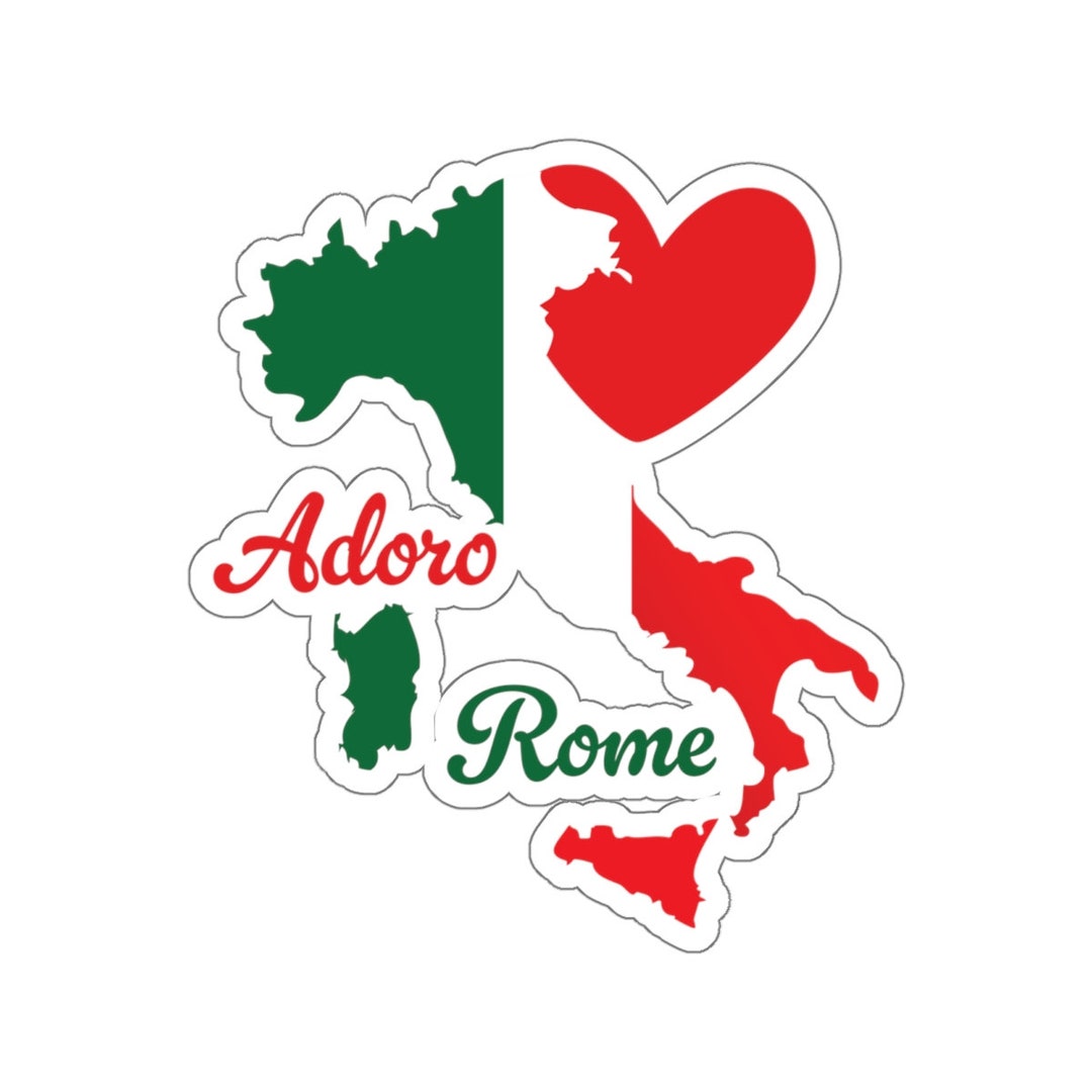 Italian Sticker Love Rome, Adoro Rome Kiss-cut Stickers for Laptop ...