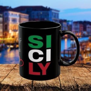 sizilianische Kaffeetasse, italienisches Geschenk, 11 Unze, 15 Unze, sizilianisches Geschenk, Sizilien Kaffeebecher, Einweihungsparty Geschenk, sizilianisches Geschenk