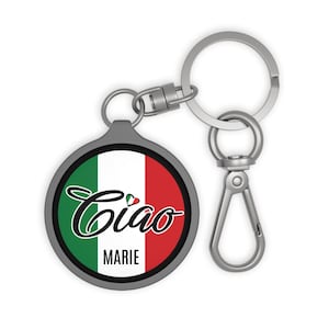 Italian Gift, Ciao Personalized Keychain Keyring Tag, Italian Keyring Gift for her, Gift for him, Gift for friend