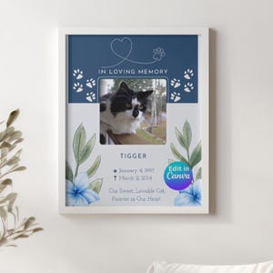In liebevoller Erinnerung Druckvorlage, Katzen Erinnerung Druck bearbeiten in Canva, Print at Home 8,5 x 11