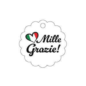 Étiquettes imprimables modèle Avery italien, téléchargement numérique italien, étiquettes cadeaux Mille Grazie, étiquettes suspendues italiennes DIY, téléchargement PDF