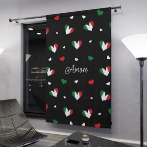 Italian Flag Heart Blackout Curtains: Romantic Amore Home Decor