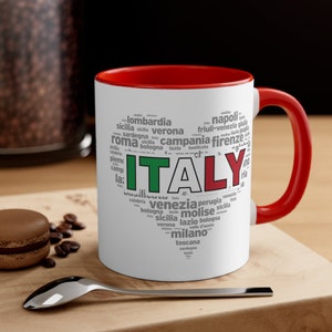 Italian Coffee Mug Italy Coffee Cup Italy Cities Heart Cup Italian Housewarming gif for friend gift for her gift for him Italy Flag