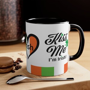 Kiss Me I&#39;m Irish Mug - St Patrick&#39;s Day Gift, Lucky Clover 11oz