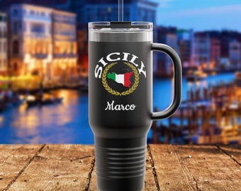 Taza térmica de viaje con diseño siciliano: regalo italiano de 113 ml