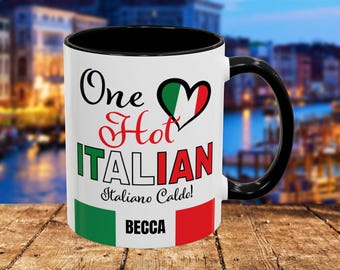 Hete Italiaanse koffiemok 11oz | Koffiekopje met vlag van Italië, gepersonaliseerd cadeau voor Italianen