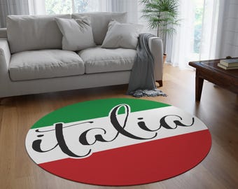 Italia Themed Round Rug, Italian Cozy Home Decor, Italian Style Mat, Vibrant Italian Flag Area Rug, Perfect Italian Gift or Celebration