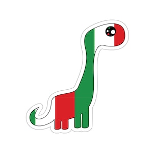 Italian Flag Dinosaur Sticker: Dino Party Favor Gift