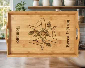 Engraved Bamboo Serving Tray with Personalized Design