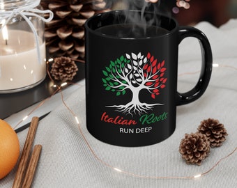 Italian Roots-koffiemok: Italiaanse vlag stamboom, 11 oz keramiek