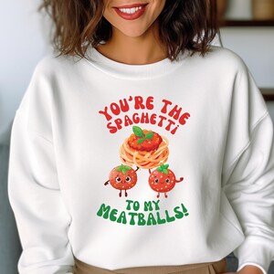 Moletom engraçado de ravioli italiano, presente de dia dos namorados, moletom unissex de gola redonda, moletom italiano para casais, blusa de coração