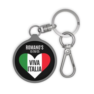 Italy Travel Gift Keychain, Personalized Viva Italia Key ring, Italia Key Tag, Italian Keyring, Italian Flag Heart Gift for Italian Family