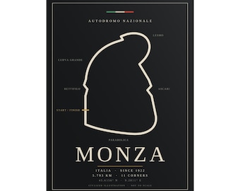 Monza Circuit Poster, Italian Race Track Map Print, Minimalist Motorsport Wall Art, Car Lover Gift, Garage Decor