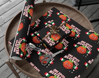 Spicy Meatball Wrapping Paper: Funny Italian Food Lover Gift Wrap