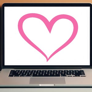 Roze hart, Swirly leuk open hart, SVG Instant Download roze geschetst hart PNG, hart sticker kunst, roze hart T-shirt kunst