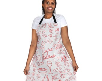 MBMSO Grembiule Da Cucina Impermeabile Per Chef - Con Frasi Italiane, Tasche Anteriori, Tracolla Regolabile - Regalo Perfetto Per Cuochi E Appassionati Di Cucina