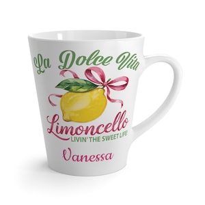 Personalized Limoncello Latte Mug: Italian Kitchen Decor, Lemon Lover Gift
