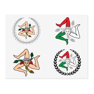 Sicilian Trinacria Sticker Sheets: Vinyl Decals for Laptop, Scrapbooking