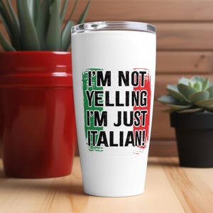 Italiaanse digitale download, grappig Italiaans, leuk gezegde Italië ik schreeuw niet, ik ben gewoon Italiaans, sticker Italiaanse vlag, sticker, teken, t-shirt