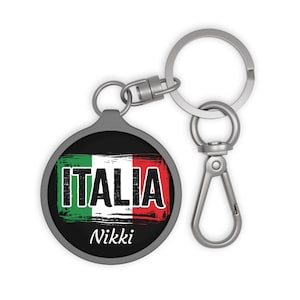 Italy Travel Gift, Personalized Italian Keychain, Italia Keyring, Italy Tag, Italian Keyring Gift for her, Gift for friend, Italian Flag