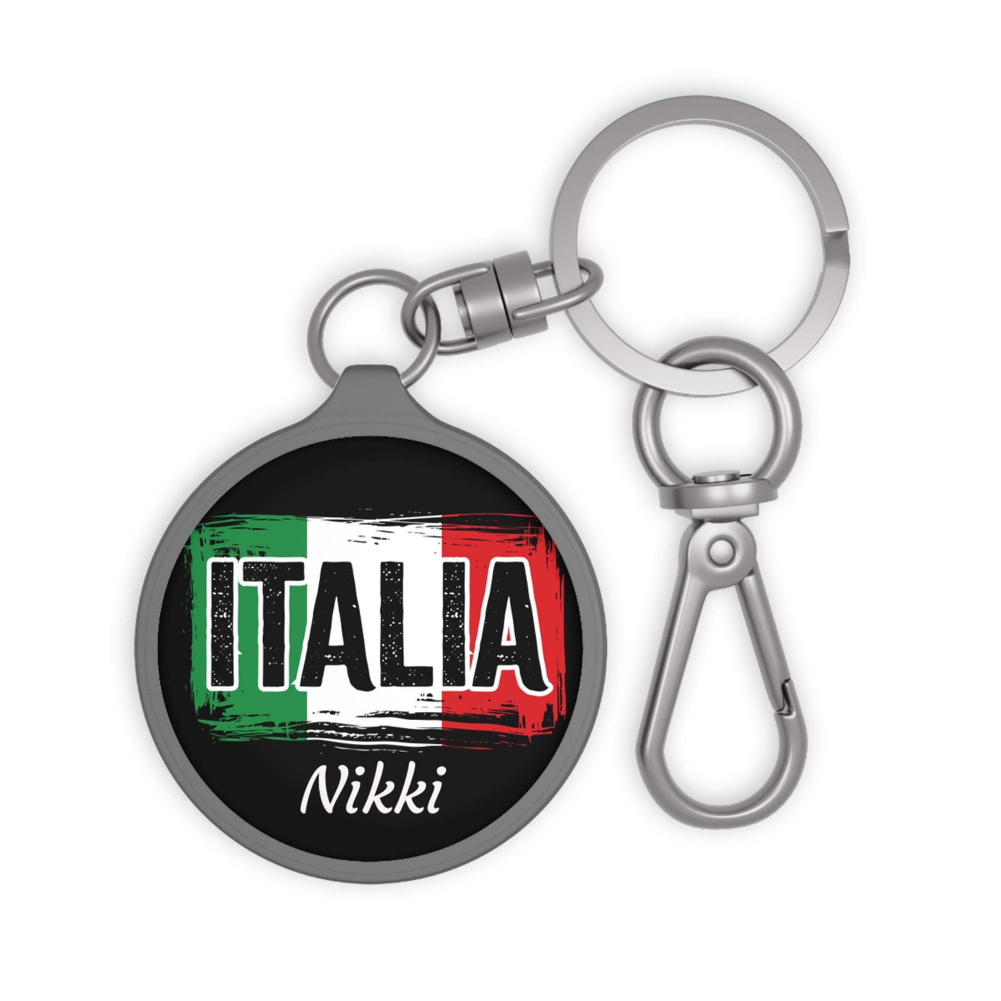 Portachiavi Souvenir Italia Con Bandiera E Scudo - Ricamato - Unisex