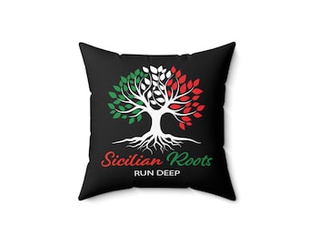Sicilian Roots Pillow: Italian Family Tree Home Decor Gift