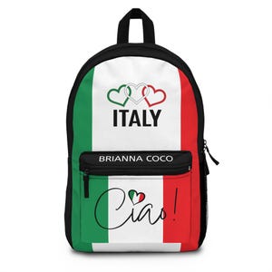 Sac à dos italien personnalisé, cartable de rentrée, cartable italien, sac à dos italien avec nom personnalisé, cadeau pour lui, cadeau pour elle, cadeau Italie