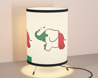 Italian Elephant Lamp, Baby Elephant Lamp, Tripod Lamp with High-Res Printed Shade, US\CA plug, Baby Room Decor, Kids room Italian flag