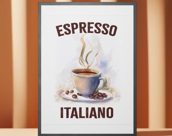 Espresso Italiano Art Print: Chic Coffee Poster, Kitchen Cafe Decor