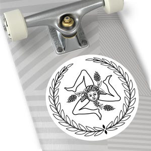 Sicilian Trinacria Vinyl Sticker: Black and White Travel Souvenir