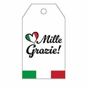 Étiquettes imprimables modèle Avery italien, téléchargement numérique italien, étiquettes cadeaux Mille Grazie, étiquettes suspendues italiennes DIY, téléchargement PDF