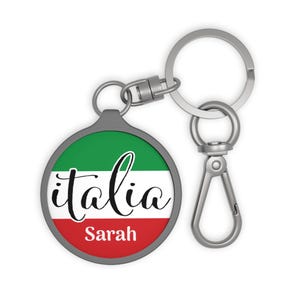 Keyring Tag, Personalized Italian Keychain, Italy Key ring, Italia Key Tag, Italian Keyring, Italian Flag Gift for her, Gift for him, Gift