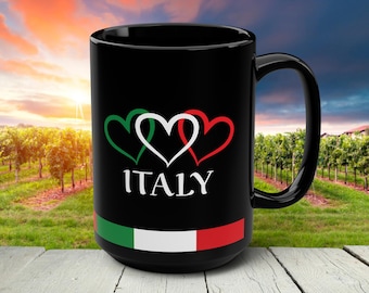 Italian Flag Heart Coffee Mug - 15oz Italy Gift
