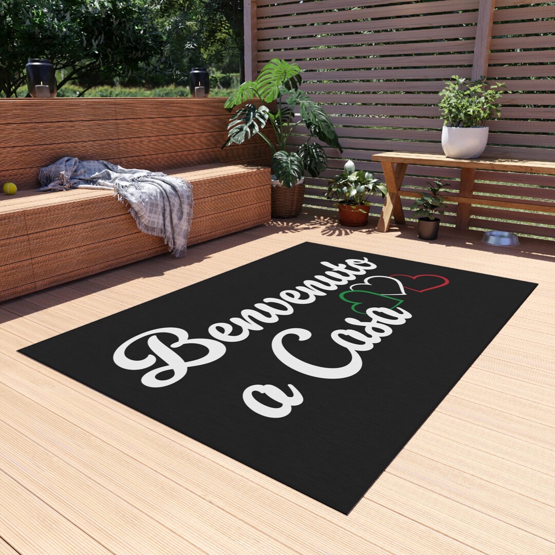 Italian Home Rug, Italia Outdoor Rug, Italian Flag Hearts Door Mat, Benvenuto a Casa