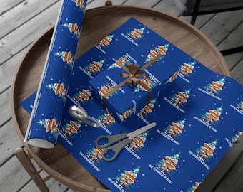 Cannoli Pasta Christmas Tree gift wrap paper | Italian Food holiday wrapping paper