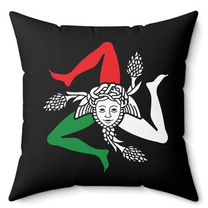 Sicilian Pillow, Sicily Trinacria Italian Flag, Polyester Square Pillow, Sicilian Housewarming gift, Sicily home decor, Sicilian Gift