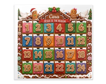 Christian Advent Calendar Hardcover Photo Book | Personalized Name 24 Days Christmas Countdown