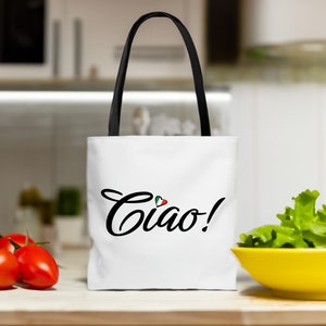 Ciao Italian Tote Bag: Italian Flag Heart Design