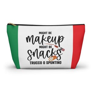 Personalized Italian travel Bag, Italian Themed Accessory Pouch, Makeup Travel Bag, Snack Organizer, Custom Name Pouch. Italian Bridal Gift