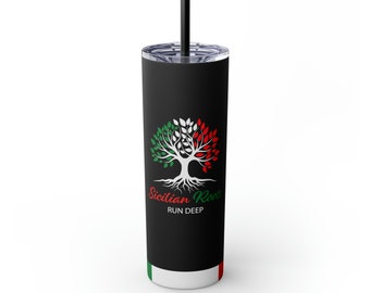 Sicilian Roots Tumbler: 20oz Skinny Tumbler with Straw