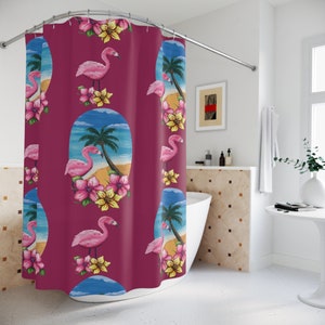 Pink Flamingo Duschvorhang Polyester Duschvorhang Wohnkultur, Pink Flamingo Duschvorhang, Badezimmer Duschvorhang