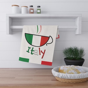 Italiaans cadeau, Italiaanse koffie keukenhanddoek, handdoek Italië, keukendoek vlag Italië, Italiaans housewarmingcadeau, Italiaans cadeau voor koffieliefhebber